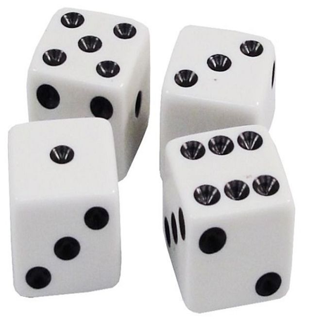 Hovedbilde 5 stk. hvite casino terninger
